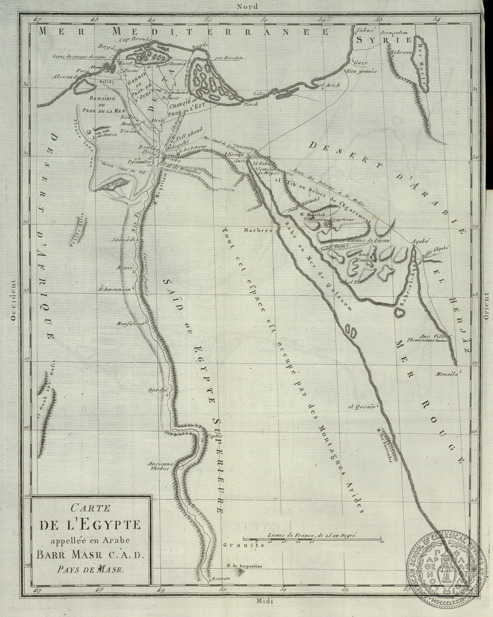 Carte de l'Egypte appellee en Arabe Barr Masr c'est a dir Pays de Masr